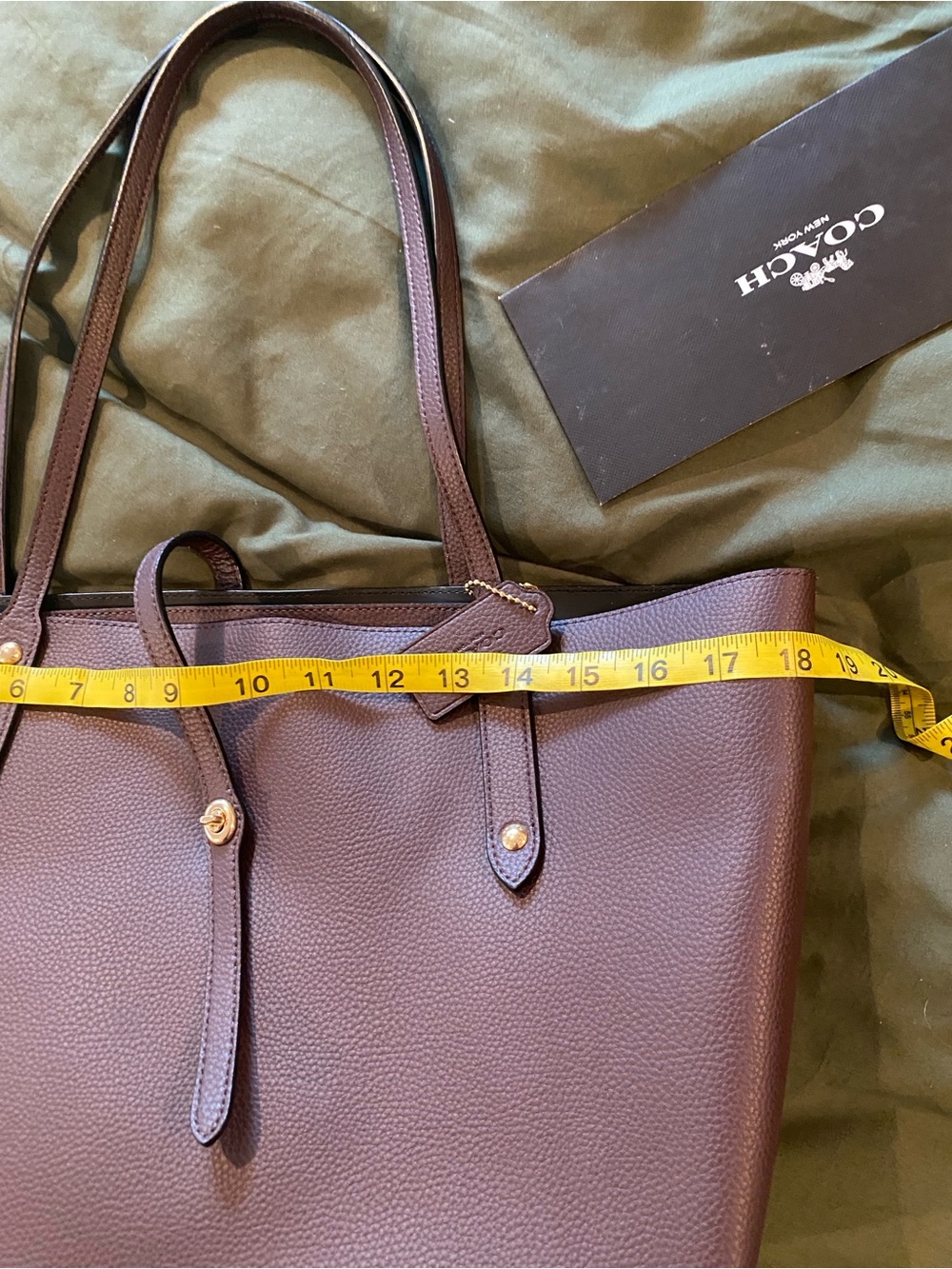 Coach Market Tote Oxblood Burgundy Pebbled Leather Gold Hardware - Picture 12 of 16